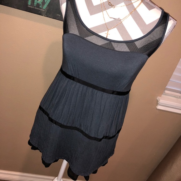 Moda International Bra Top Veil Panel Tiered Tank - Picture 2 of 6